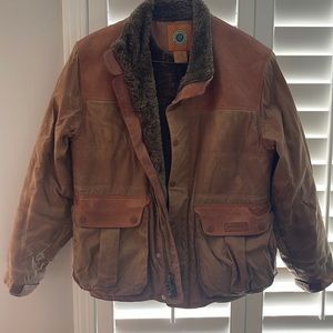 Men’s JL Powell, large heavy duty, cotton with leather trims wax finish gorgeous